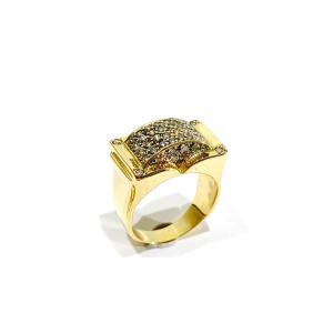 Gold Ring Paved With 44 Diamonds