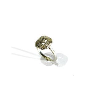 White Gold And Diamond Art Deco Ring 
