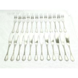 Christofle – 12 Silver-plated Fish Cutlery Sets