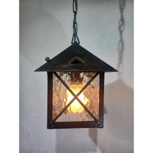 Wrought Iron And Glass Cathedral Lantern