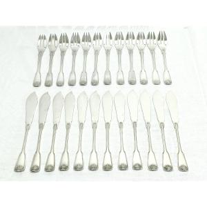 Emile Puiforcat – 12 Sterling Silver Fish Cutlery Sets