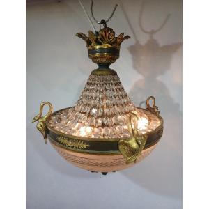 Empire Chandelier In Bronze And Crystal 