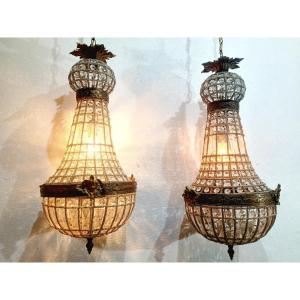 Pair Of 1-light Hot Air Balloon Chandeliers 