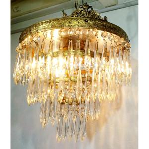 3-light Bronze Crystal Ceiling Light