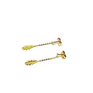 Pair Of Gold Leaf Pendant Earrings 