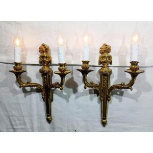Pair Of Bronze St Louis XVI Wall Lights