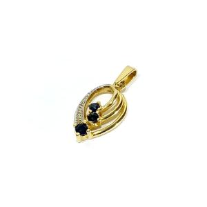 Gold Pendant With Diamonds And Sapphires
