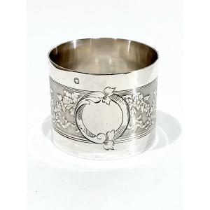 Solid Silver Napkin Ring With Blank Cartridge And Flowers
