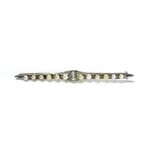 White Gold, Diamond And Pearl Brooch
