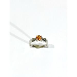 White Gold Ring With Diamonds And Citrine