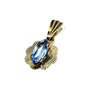Gold And Blue Topaz Pendant