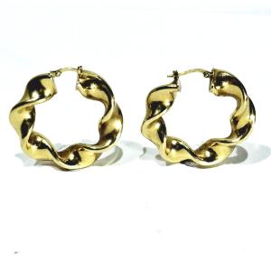 Pair Of Twisted Gold Hoop Earrings