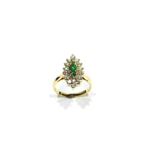 Marquise Ring In Gold With Emeralds And Diamonds