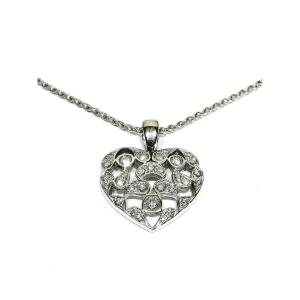 White Gold And Diamond Heart Necklace 