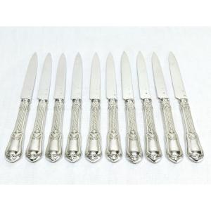 10 Louis XVI Style Silver Fruit Knives