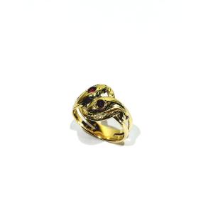 Gold And Ruby Snake Ring
