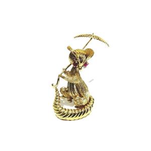 Gold Squirrel System Brooch
