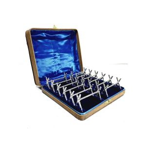 12 Silver-plated Knife Rests, In Case