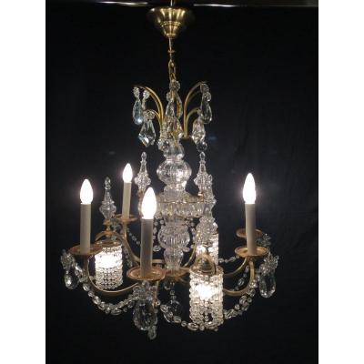 Chandelier In Bronze And Crystal 9 Lights