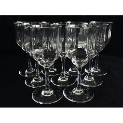 8 Baccarat Crystal White Wine Glasses Capri Model