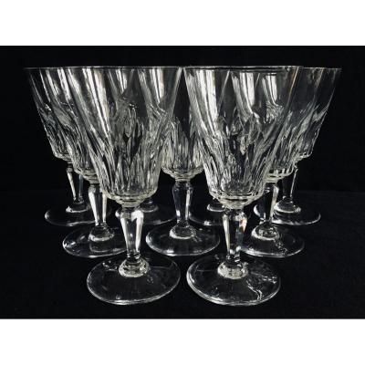 9 Baccarat Crystal Water Glasses Model Carcassonne