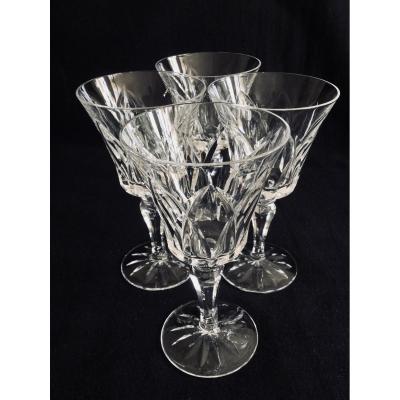 4 Red Wine Glasses In Crystal From Saint-louis Camargue Model