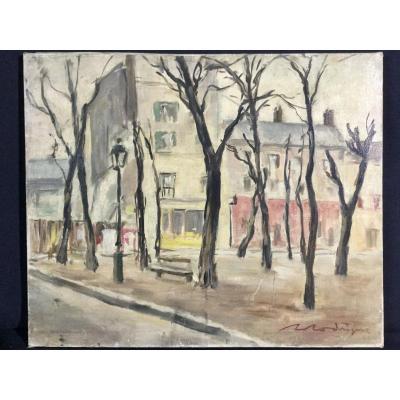 Robert Rodrigue - Oil On Canvas  «  Place Du Tertre » Montmartre
