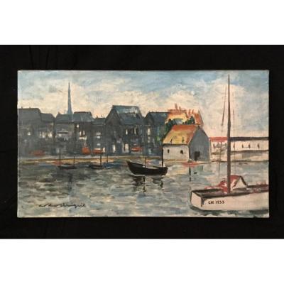 Robert Rodrigue - Oil On Canvas « le Vieux Bassin D’honfleur »