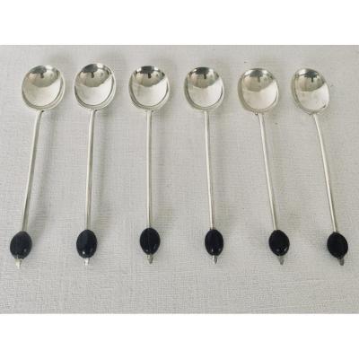 6 Mocha Spoons In Sterling Silver