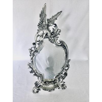 Napoleon III Silver Bronze Mirror