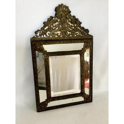 Nineteenth Repoussé Brass Glazing Mirror