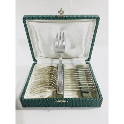 12 Cake Forks Silverplated