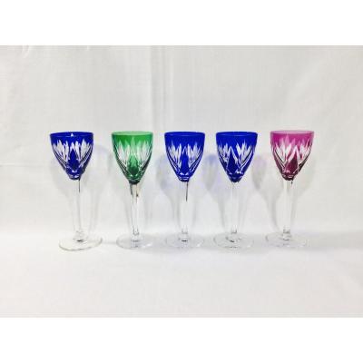 5 Rhine Roemer Wine Glasses In Crystal From Saint-louis Monaco Model
