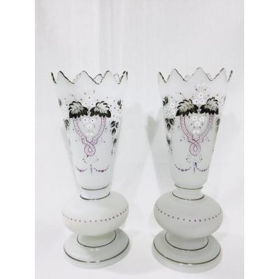 Pair Of Napoleon III Opaline Vases