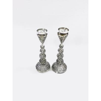 Pair Of Small Silver Candlesticks