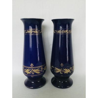 Pair Of Napoleon III Blue Vases