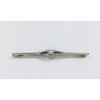 White Gold Diamond And Sapphire Brooch