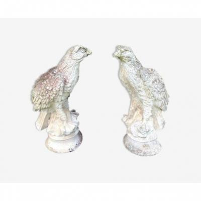 Pair Of Reconstituted Stone Eagles