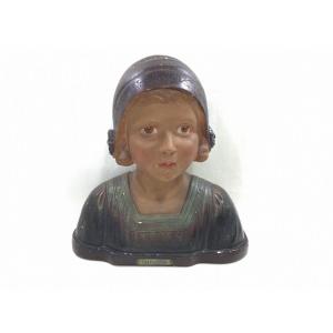 G. Nordi - Bust Of Young Girl "jacqueline"