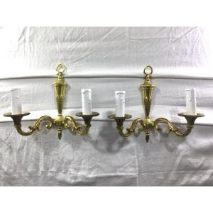 Pair Of Bronze Wall Lights 2 Lights