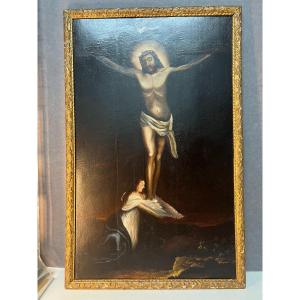 Painting On Panel, Late 16th Early 17th Century, Crucifixion Of Jesus Christ