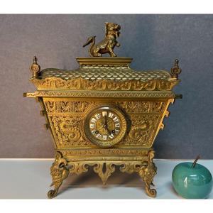 Rare 19th Century Bronze Pendulum In The Shape Of A Perfume Burner, Asian Art, Embassy Of Laos