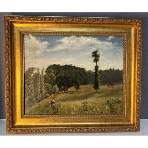 Paul Elie Ranson (1862-1909), Oil On Canvas Framed, Horsemen Coming Out Of A Wood, Tbeg