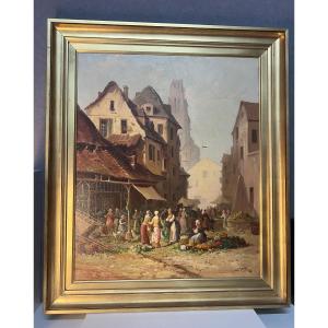 Clément Gontier (1876-1918) Oil On Canvas, Picturesque Scene Of A Village