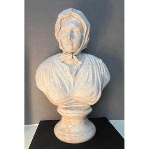 Large Sculpture Of A Woman In Enamelled Terracotta, Italian Neoclassical Style, Late 19th/20th Century