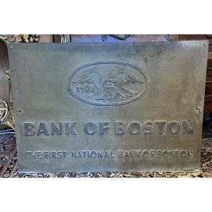 Large Bronze Sign Of Historical Value: The Bank Of Boston, 19th Century