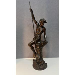 Allegory Of Strength, Ernest Justin Ferrand (1846-1932), Bronze Sculpture, 71 Cm