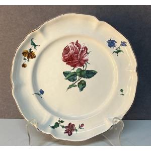 Strasbourg Faience Plate, 18th Century, By Paul Hannong, 25 Cm Diameter