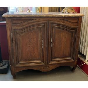 Louis XIV Style Oak Hunting Buffet, 18th Century, With Marble Top