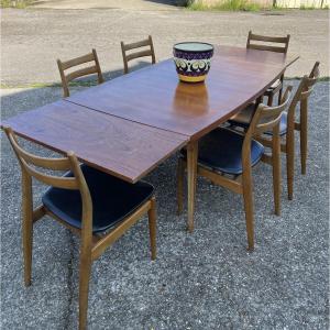 Table With Extensions In Teak, Scandinavian Style, Eros Edition, Circa 1960, Dimensions 227x 90 Cm